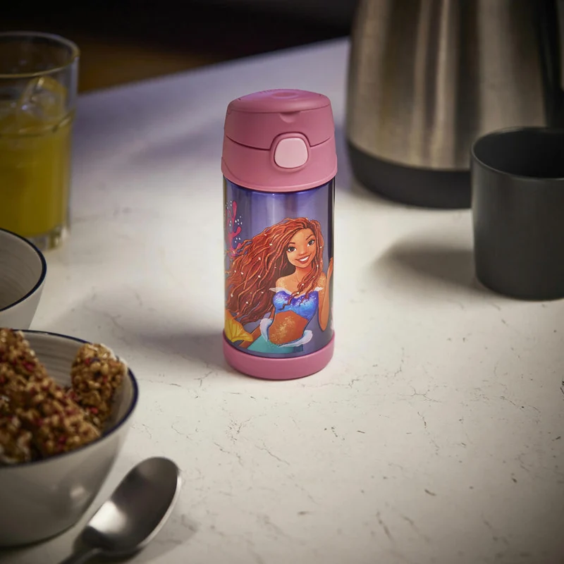 THERMOS kids Isolier-Trinkflasche FUNTAINER STRAW BOTTLE DISNEY Mermaid, Thermosflasche, Flasche, Edelstahl, 350 ml, 4113415035
