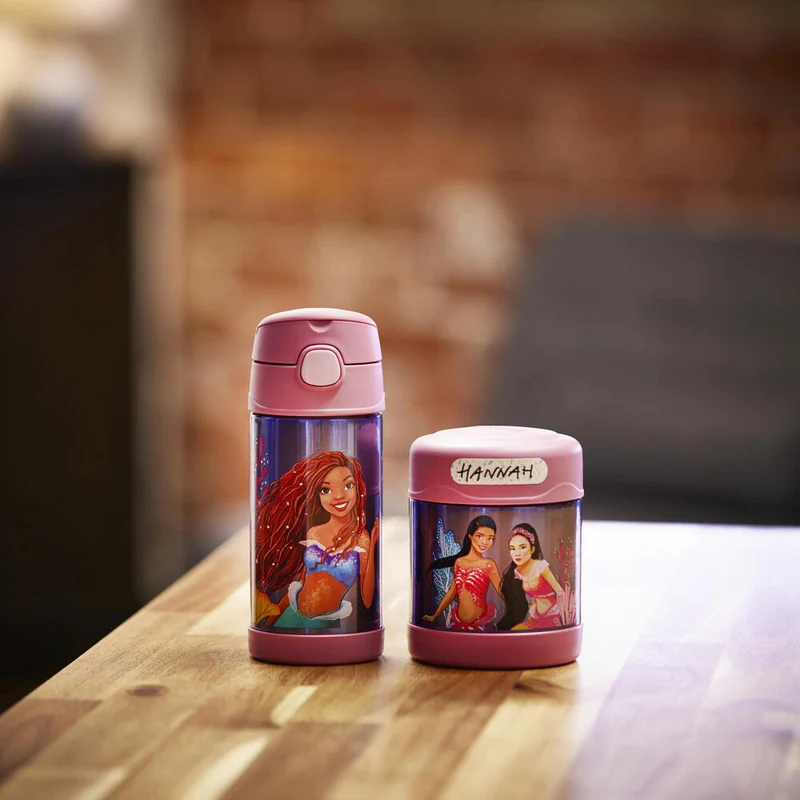 THERMOS kids Isolier-Trinkflasche FUNTAINER STRAW BOTTLE DISNEY Mermaid, Thermosflasche, Flasche, Edelstahl, 350 ml, 4113415035