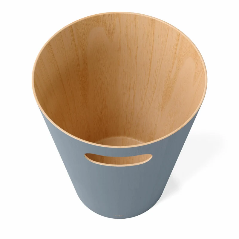 Umbra Abfalleimer Woodrow, Papierkorb, Holz, Schieferblau, 7.5 L, 082780-1050