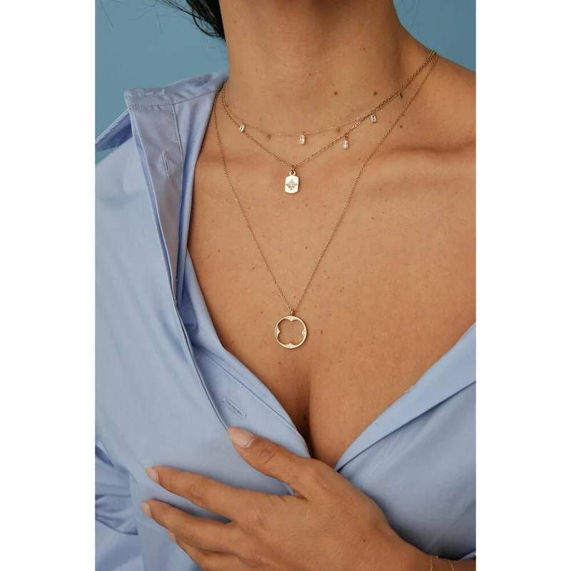 Leonardo Jewels Halskette 60 gold Campagnola, Kette, Schmuckkette, Modeschmuck, Edelstahl IP gold, Glassteine, 024461