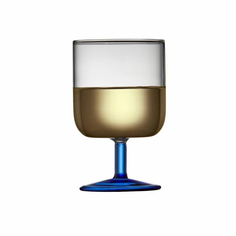 Lyngby Glas Weinglas Torino 2er Set, Stielgläser, Glas, Klar, Blau, 300 ml, 30203