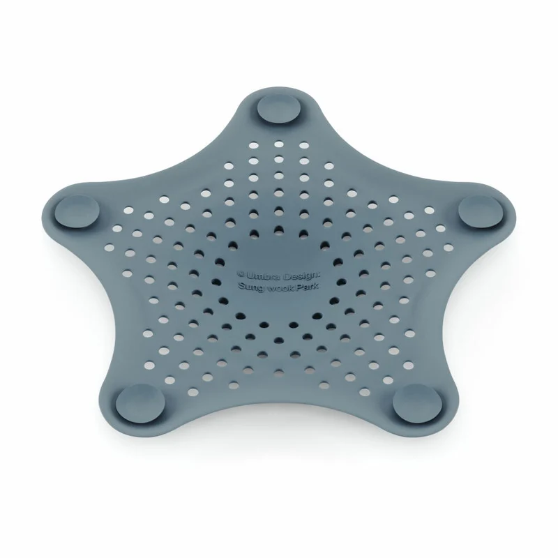 Umbra Abflusssieb Starfish mit Saugnäpfen, Haarfänger, Gummi, Schieferblau, 023014-1050