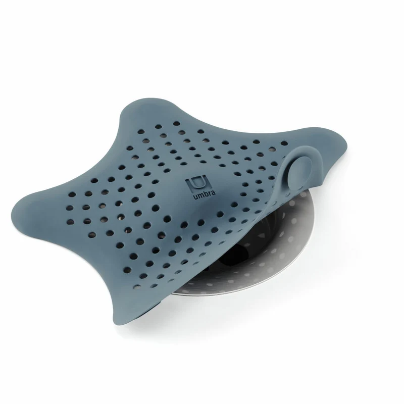 Umbra Abflusssieb Starfish mit Saugnäpfen, Haarfänger, Gummi, Schieferblau, 023014-1050