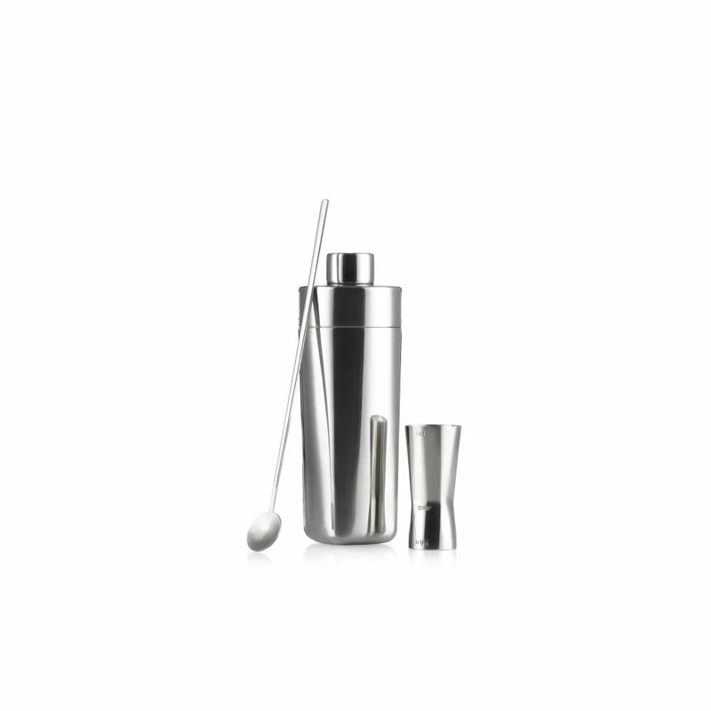 Zone Denmark Bar-Set Rocks 3-tlg., Shaker, Messbecher, Löffel, Edelstahl, Silberfarben, 34131