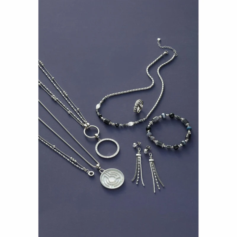 Leonardo Jewels Halskette 45 Casoria, Kette, Schmuckkette, Modeschmuck, Edelstahl, Glas, Mineralien, 024303