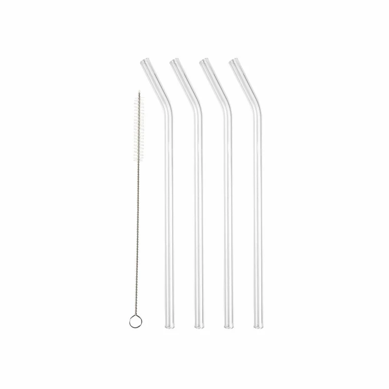 Lyngby Glas Trinkhalm geknickt 4er Set, Glashalme, Glas, Transparent, 21.5 cm, 32766
