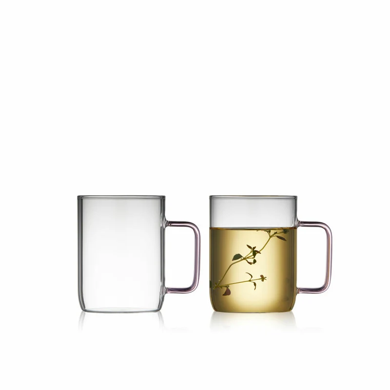 Lyngby Glas Glasbecher Torino 2er Set, Henkelbecher, Glas, Pink, 400 ml, 32769