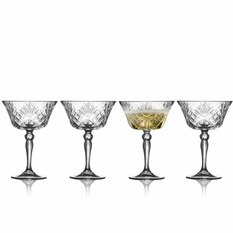 Lyngby Glas Champagner-Schale Melodia 4er Set, Kristallglas, Transparent, 260 ml, 33655