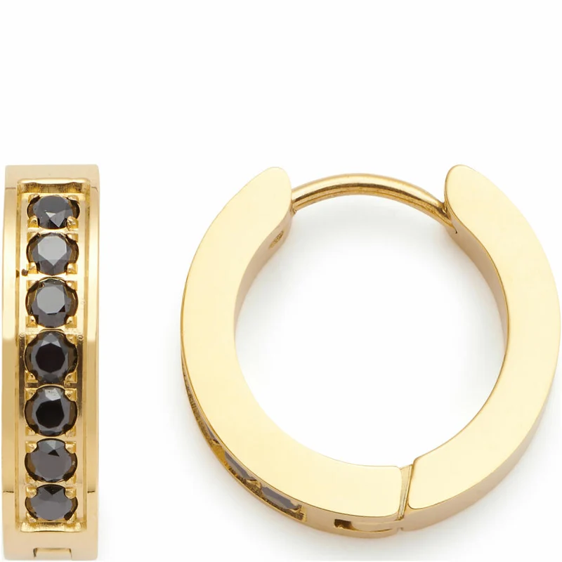 Leonardo Jewels Creole gold Inka nero, Kreole, Ohrring, Ohrhänger, Ohrschmuck, Schmuck, Edelstahl IP gold, Zirkonia, 024310
