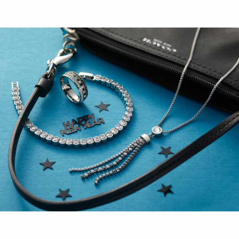 Leonardo Jewels Halskette 42 Atura, Kette, Schmuckkette, Modeschmuck, Edelstahl, Glasperlen, Zirkonia, 024316