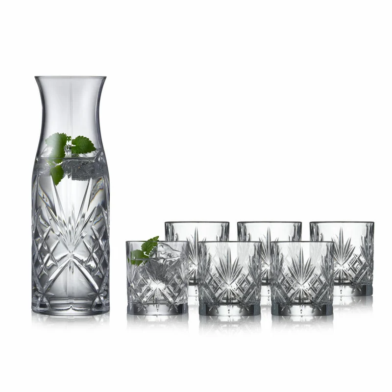 Lyngby Glas Karaffen-Set Melodia 7-tlg., Karaffe mit 6 Gläsern, Kristallglas, Klar, 10508