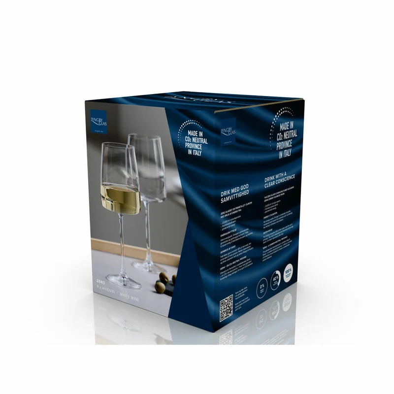 Lyngby Glas Weißweinglas Zero 4er Set, Weingläser, Kristallglas, Klar, 430 ml, 12266