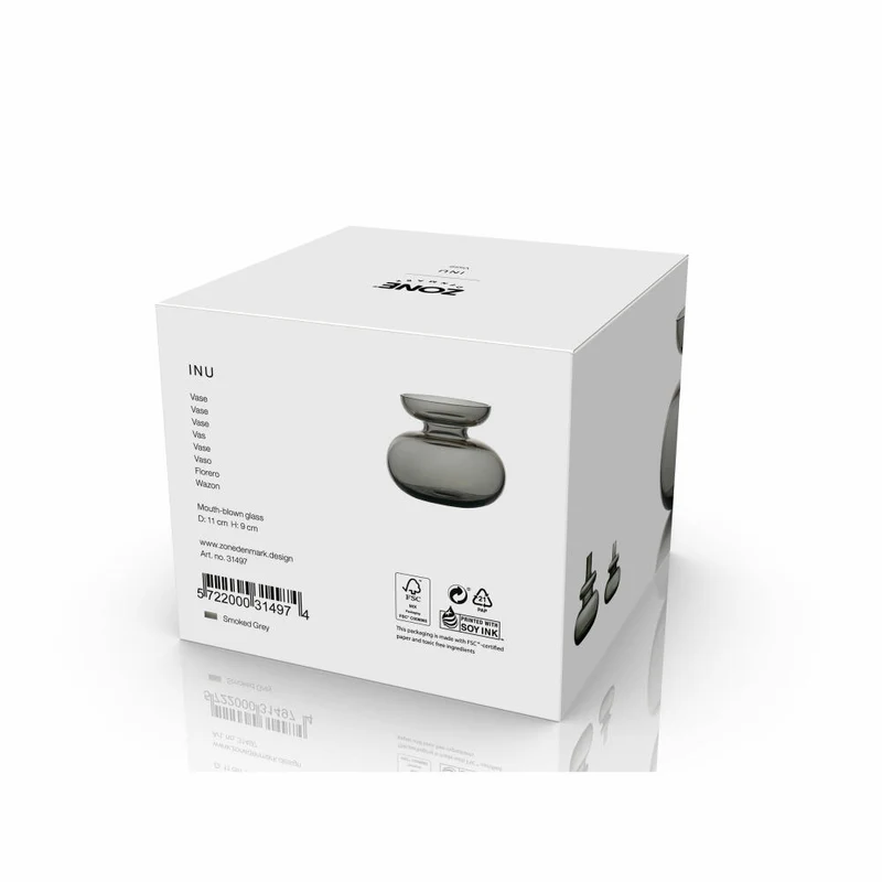 Zone Denmark Vase Inu Smoked Grey, Blumenvase, Dekovase, Glas, Grau, 11 x 9 cm, 31497