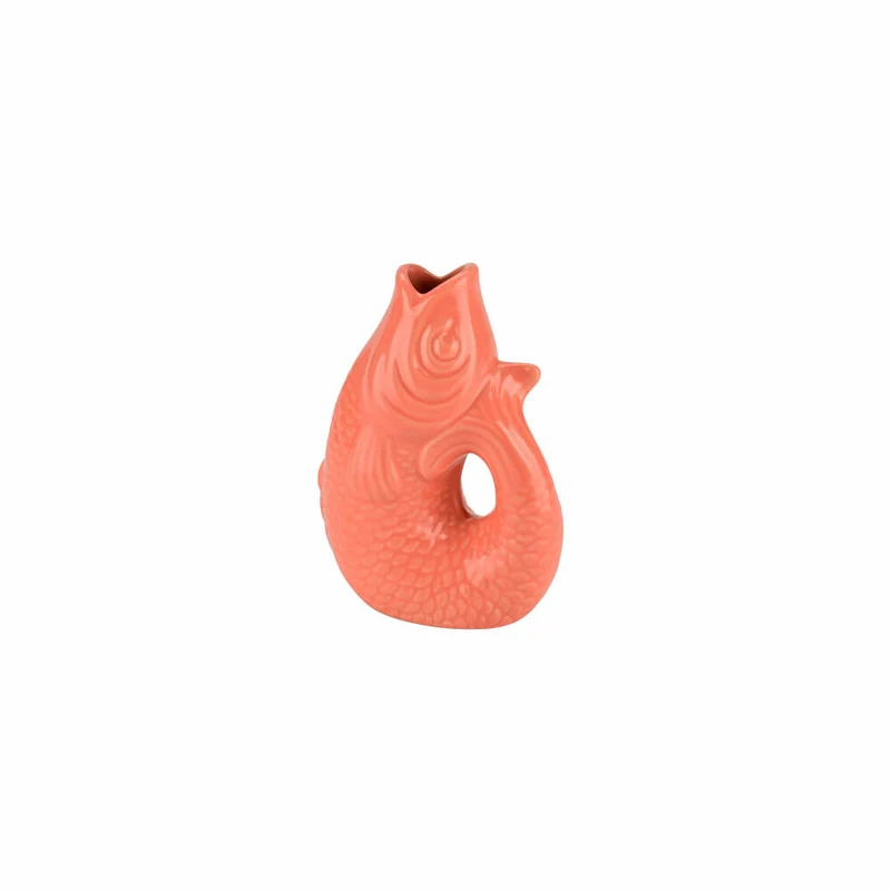 Gift Company Vase Monsieur Carafon XS, Dekovase in Fisch-Form, Steingut, Salmon, 13 cm, 1087402094