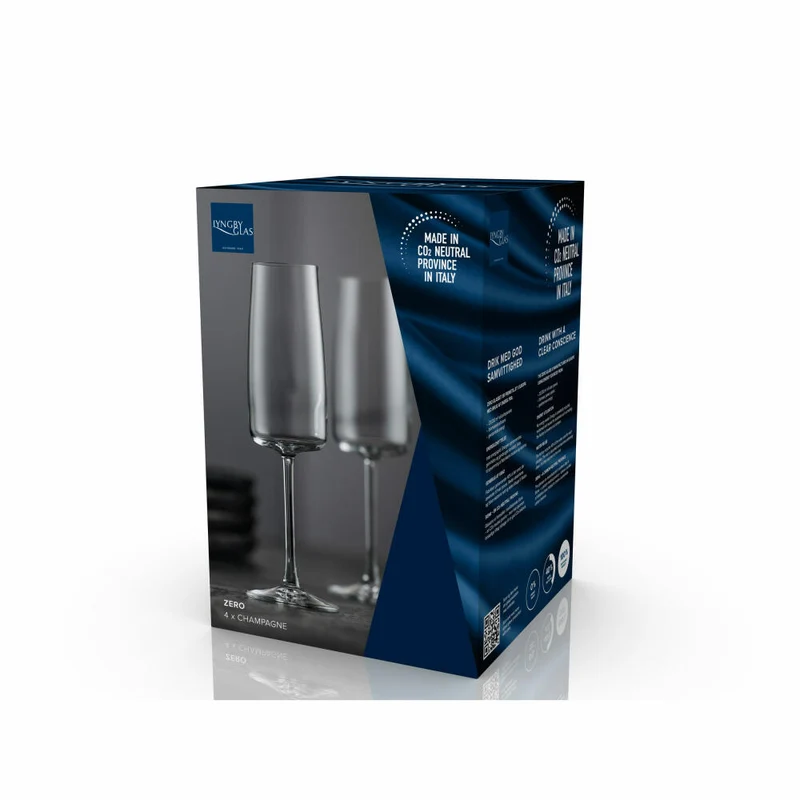 Lyngby Glas Champagnerglas Zero 4er Set, Kristallglas, Klar, 300 ml, 12268