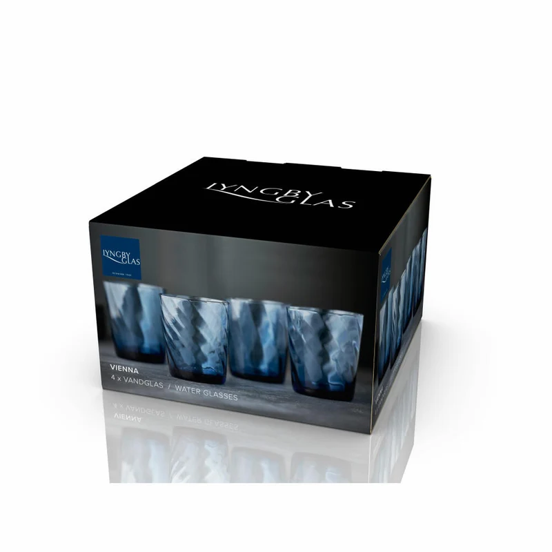 Lyngby Glas Wasserglas Vienna 4er Set, Becher, Glas, Blau, 300 ml, 30188