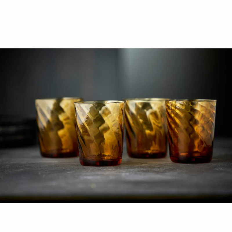 Lyngby Glas Wasserglas Vienna Amber 4er Set, Becher, Glas, Braun, 300 ml, 30190