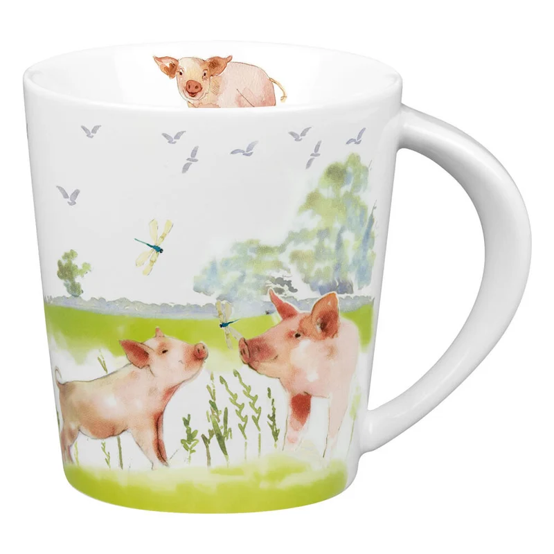 Könitz Becher Farm Animals - Pig, Tasse, Kaffeetasse, Porzellan, Bunt, 380 ml, 1111342699