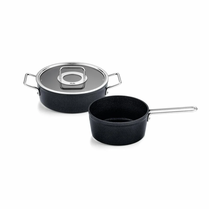 Fissler Topf-Set Adamant 2-tlg. mit Glasdeckel, Bratentopf + Stielkasserolle, Aluminium, Anthrazit, 156-125-02-000