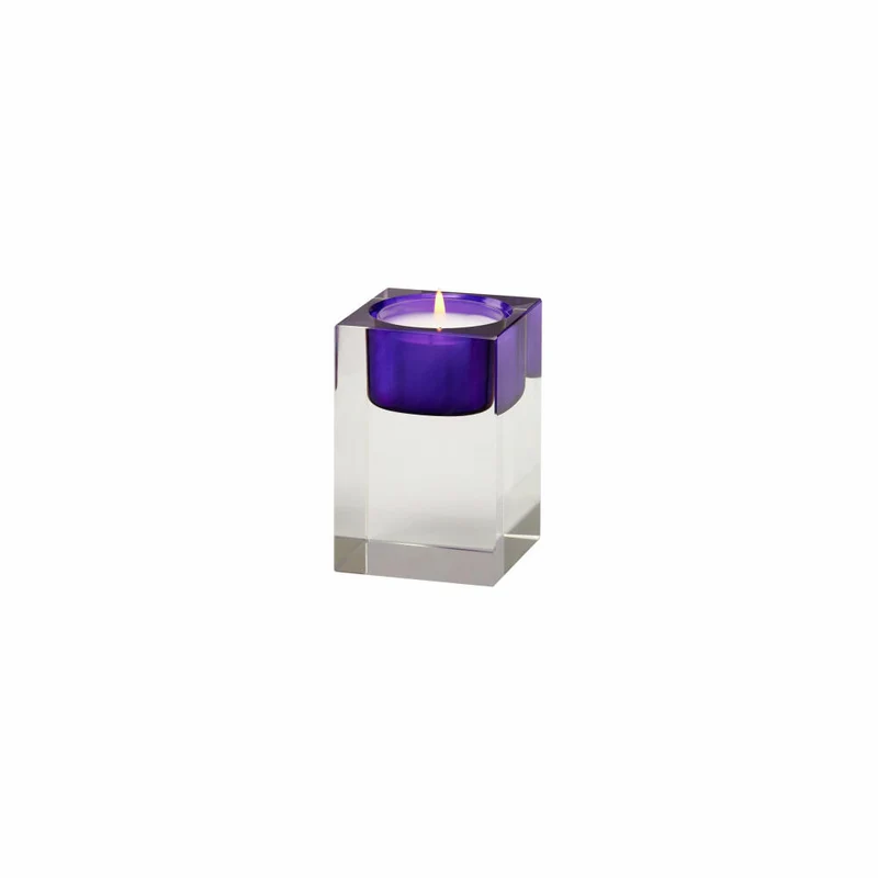 Gift Company Teelichthalter Sari S, Kerzenhalter, Dekolicht, Kristallglas, Lila / Transparent, H 7.7 cm, 1127503014