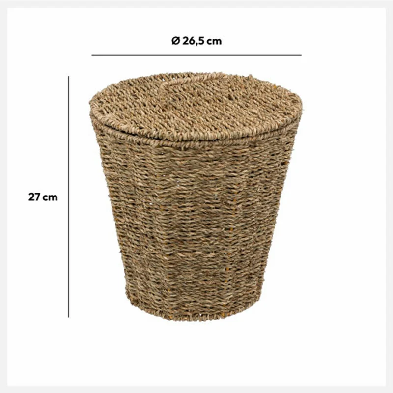 5five Simply Smart Wäschekorb Schilf Basketry, Schilfrohr, Metall, Braun, 9 Liter, 174717