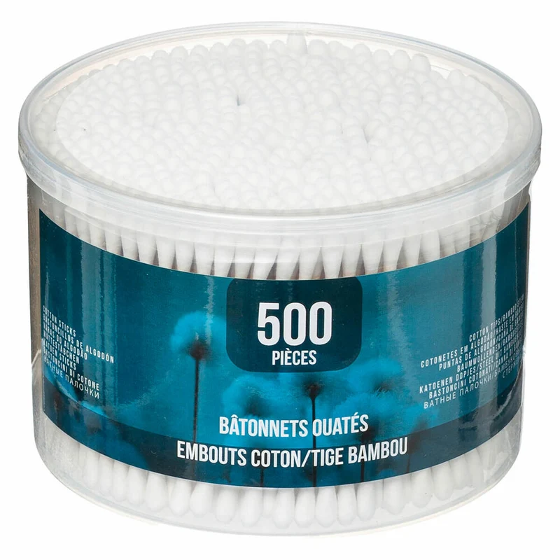 5five Simply Smart Kosmetik-Wattestäbchen 500er Set in Runddose, Baumwolle, Bambus, Weiß, 150711