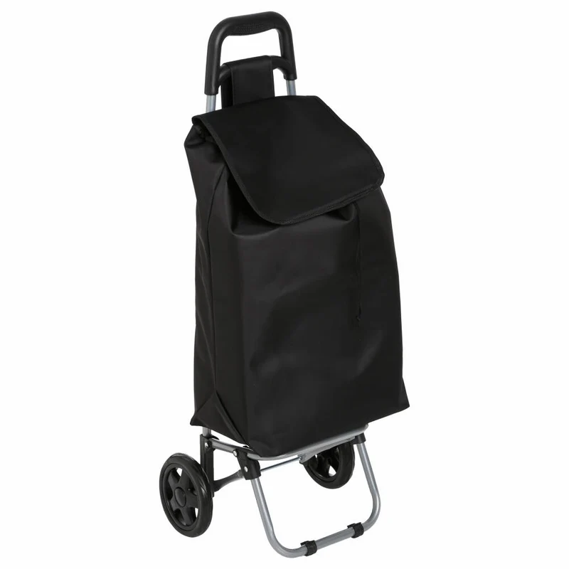 5five Simply Smart Einkaufstrolley mit Griff, Stahl, Polyester, Kunststoff, Schwarz, 117012