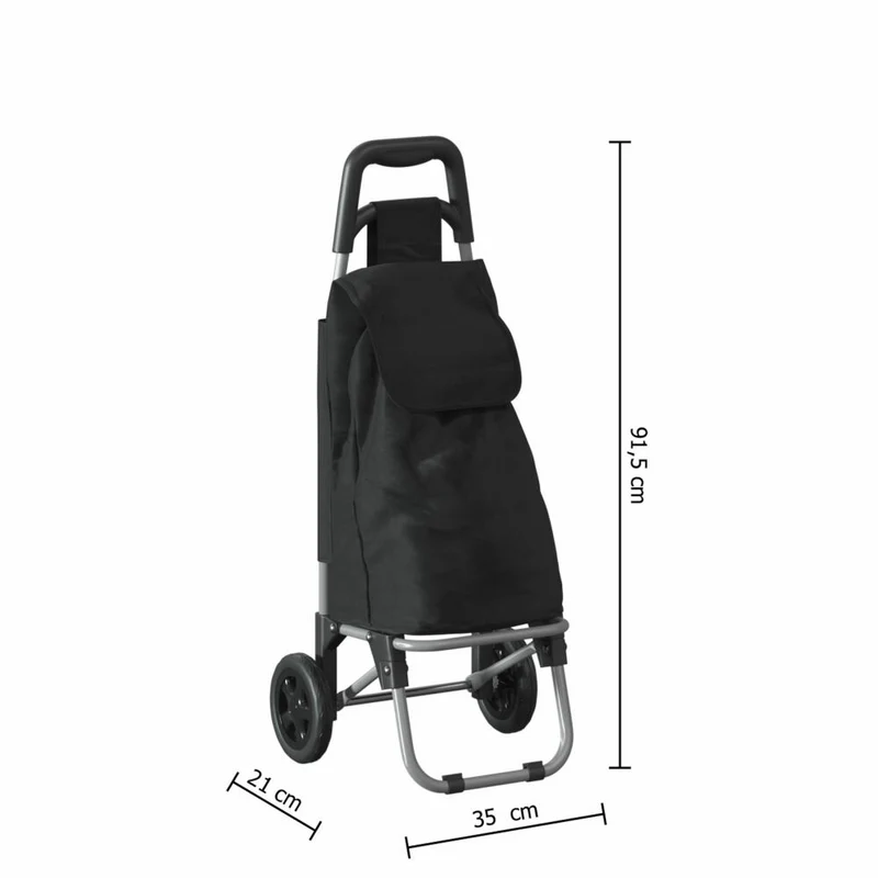 5five Simply Smart Einkaufstrolley mit Griff, Stahl, Polyester, Kunststoff, Schwarz, 117012