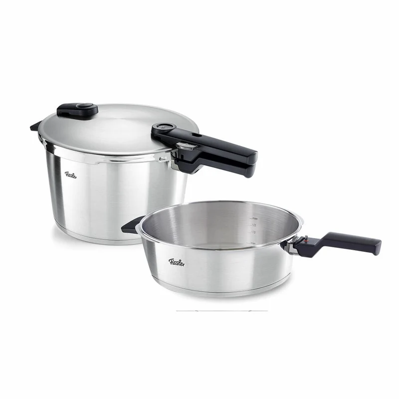 Fissler Schnellkochtopf-Set Vitaquick Premium 2-tlg., Schnellkochtopf + Schnellbratpfanne, Edelstahl 18/10, Silbern, 8 + 4 L, 602-810-11-000