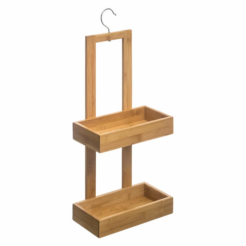 5five Simply Smart Hänge-Duschregal mit 2 Ebenen, Bambus, Edelstahl, Braun, 60 cm, 155986
