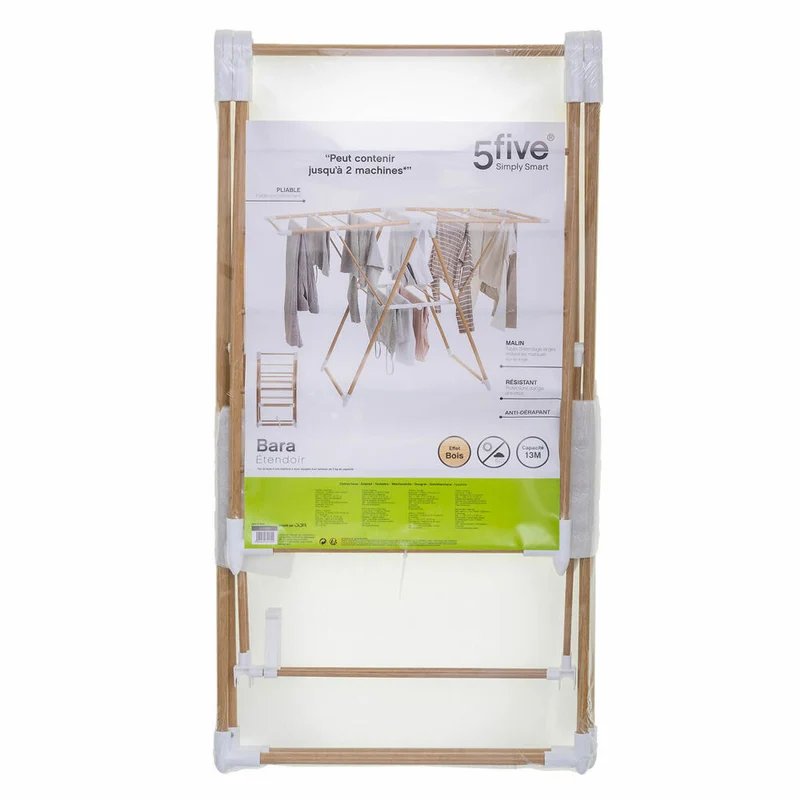 5five Simply Smart Klappbarer Wäscheständer Bara Holzoptik, Kunststoff, Stahl, Braun, 13 M, 157389