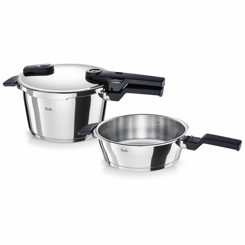 Fissler Schnellkochtopf-Set Vitaquick 2-tlg., Schnellkochtopf 4.5 L + Schnellbratpfanne 2.5 L, Edelstahl 18/10, Silbern, 4.5 + 2.5 L, 600-410-11-000