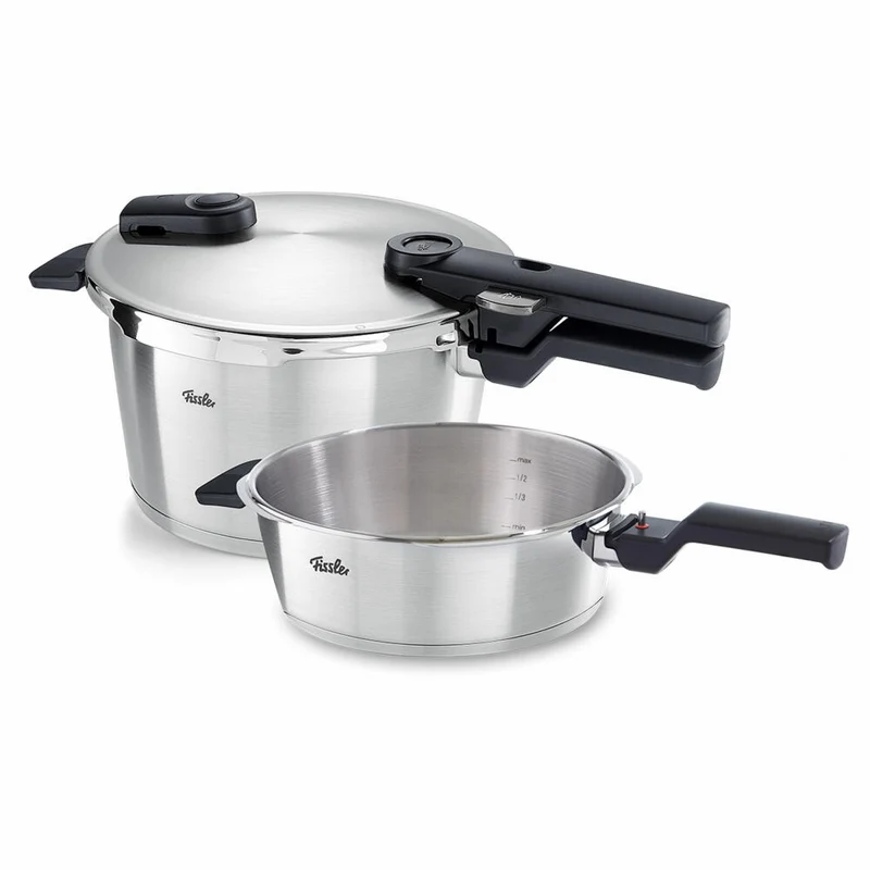 Fissler Schnellkochtopf-Set Vitaquick Premium 2-tlg., Schnellkochtopf + Schnellbratpfanne, Edelstahl 18/10, Silbern, 4.5 + 2.5 L, 602-410-11-000