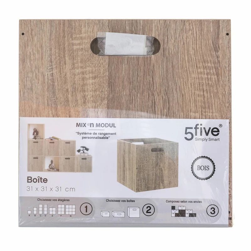 5five Simply Smart Aufbewahrungskorb Mix N Modul Eiche-Optik, MDF, Braun, 31 x 31 cm, 160403D