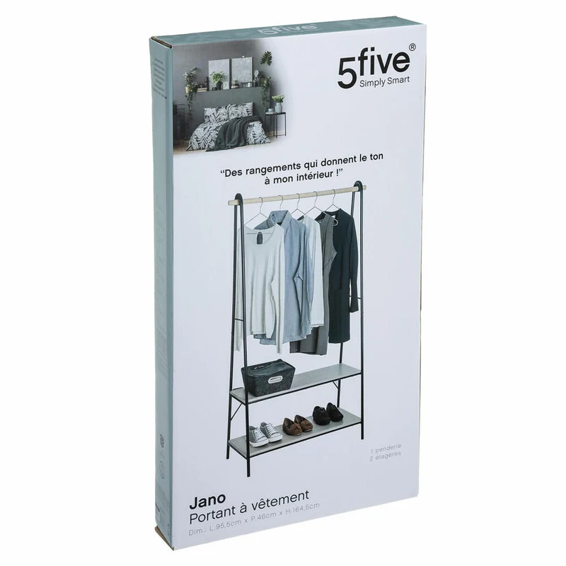 5five Simply Smart Kleiderständer Jano, Metall, MDF, Schwarz, 165 cm, 160406