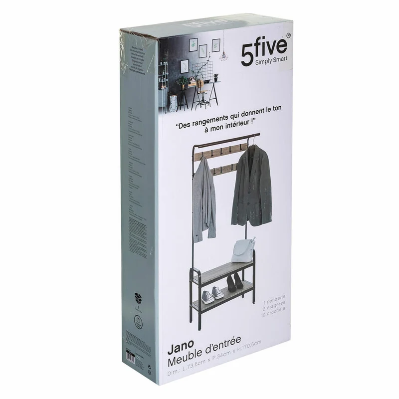 5five Simply Smart Garderobenschrank Jano, Stahl, MDF, Schwarz, 170 cm, 160407