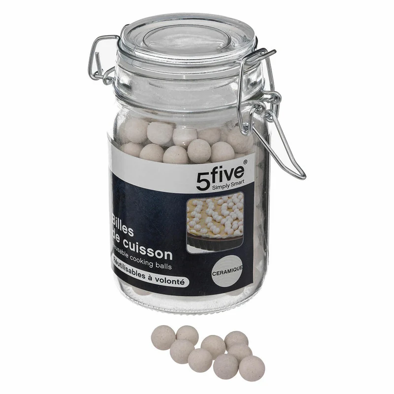 5five Simply Smart Backmurmeln im Glas, wiederverwendbare Backperlen, Keramik, Glas, Weiß, 119540