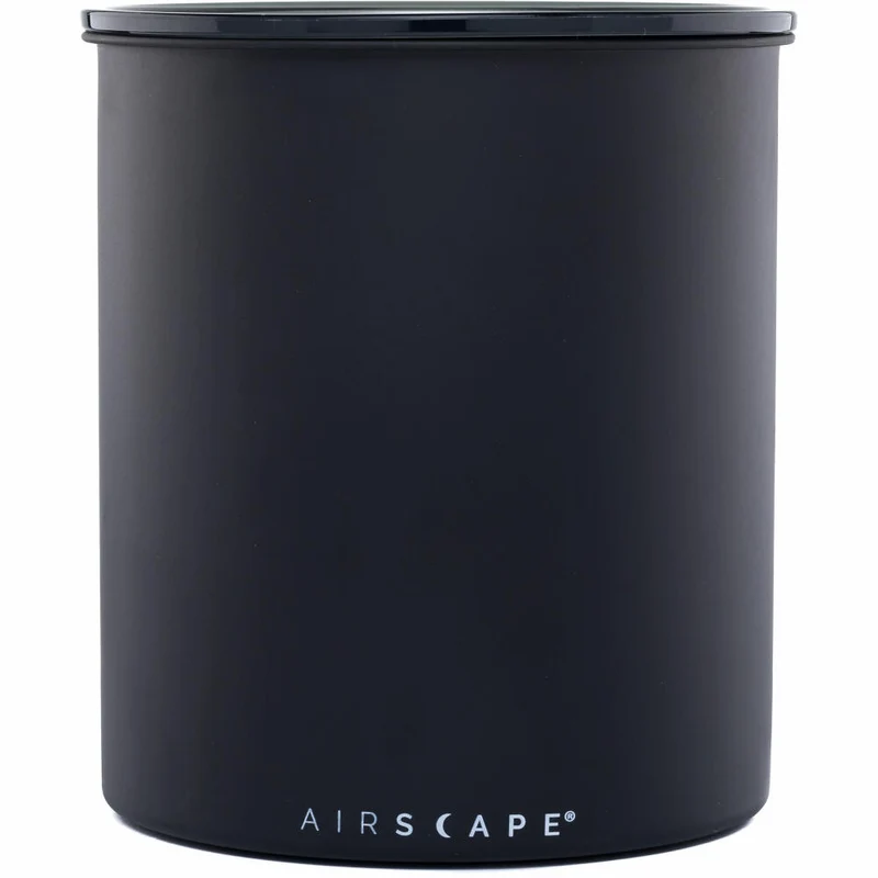 Airscape verzinkter Aromabehälter groß, Kaffeedose, Aufbewahrungdose, Stahl / Kunststoff, Schwarz Matt, AA1708