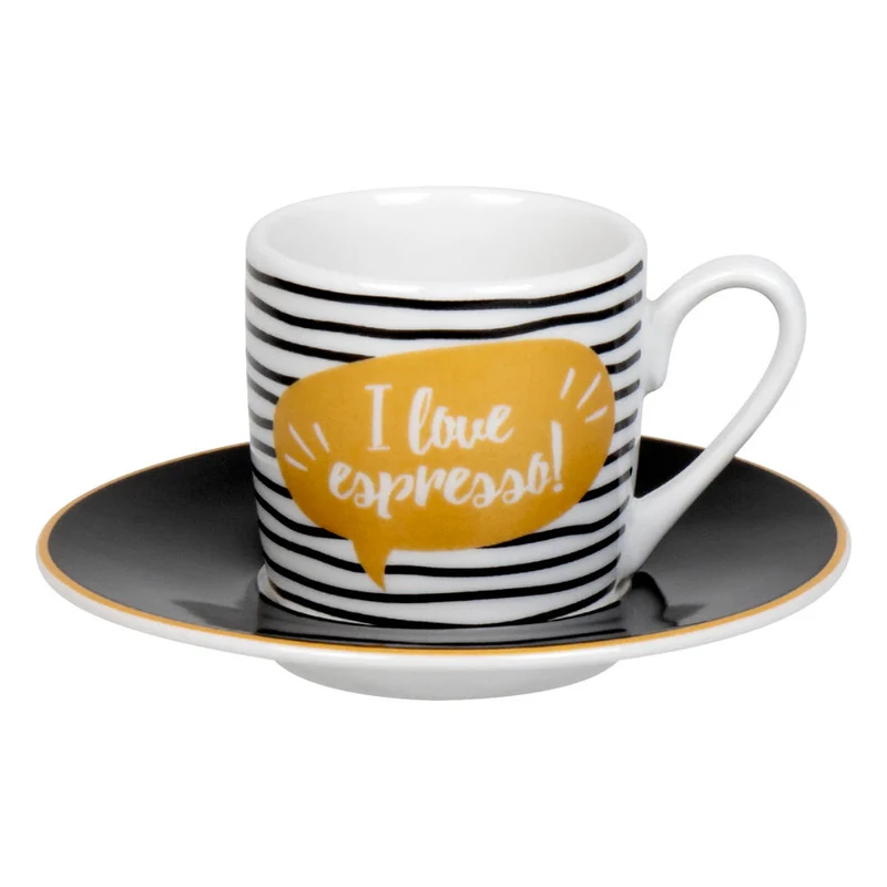 Könitz Espressotassen 4er Set Love Espresso, Tasse, Kaffeetassen, Porzellan, Schwarz, 1150532805