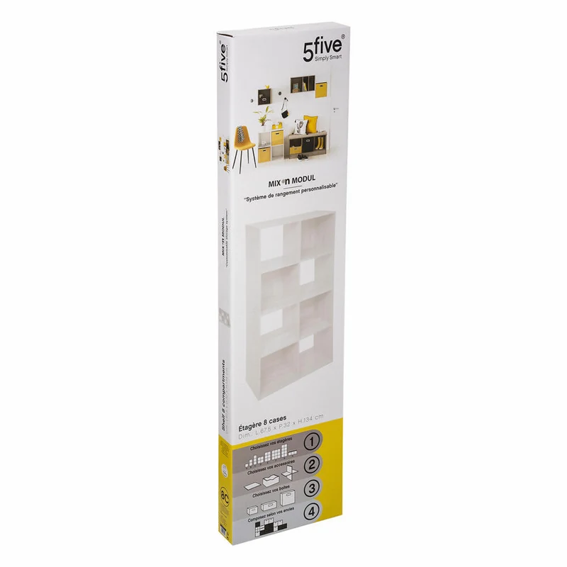 5five Simply Smart Regal Mix N Modul 2x4, Holzspahn, MDF, Weiß, 134 x 67.5 cm, 160478C