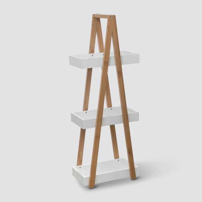 5five Simply Smart Regal Natureo mit 3 Ebenen, Etagere, Bambus, MDF, Weiß, 82 cm, 160851