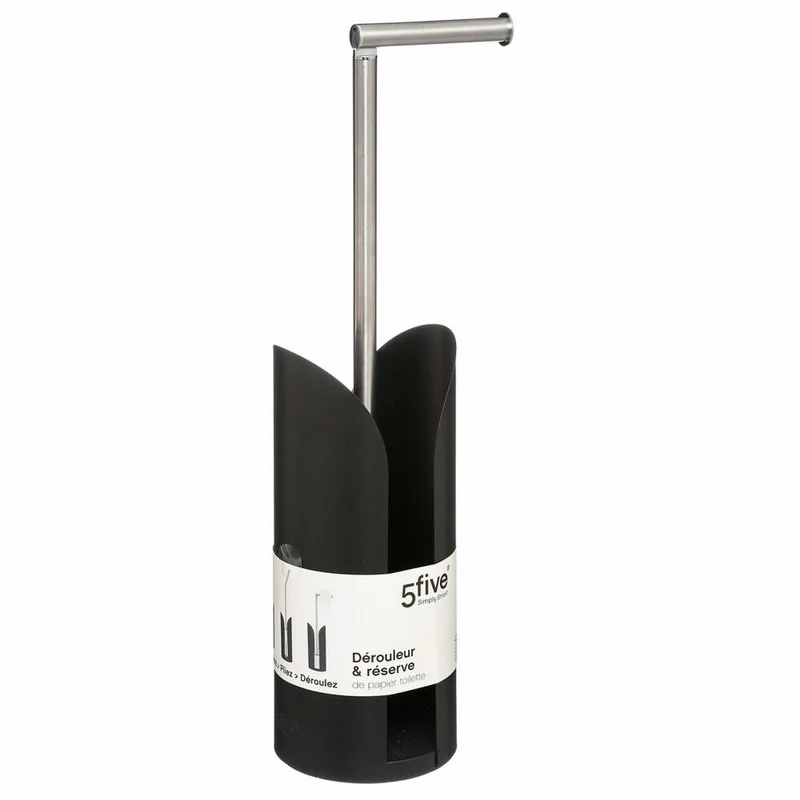 5five Simply Smart Toilettenrollenhalter Colorama, WC-Rollenhalter, Metall, Edelstahl, Schwarz, 160884J