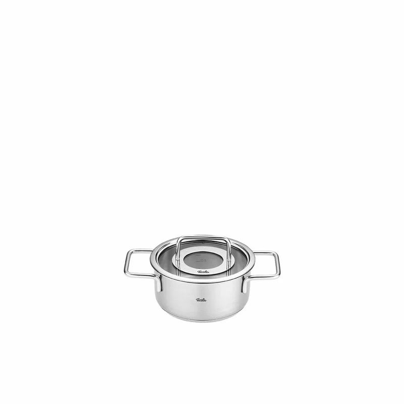 Fissler Kochtopf Pure mit Glasdeckel, Edelstahl 18/10, Silbern, 16 cm, 086-115-16-000