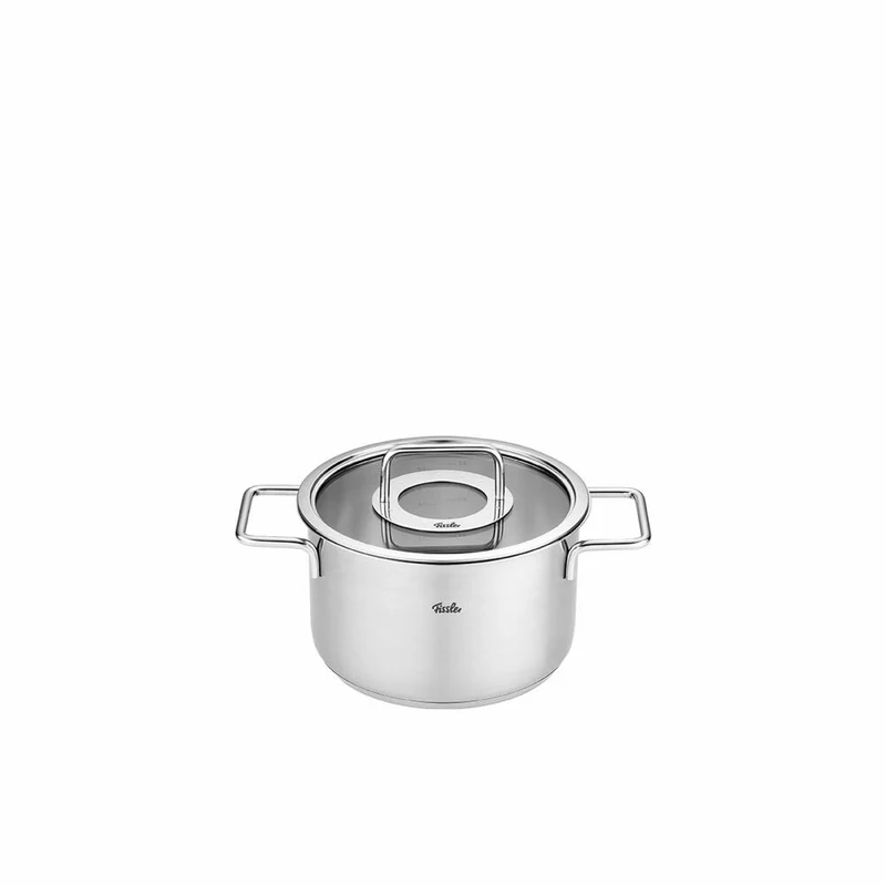 Fissler Kochtopf Pure mit Glasdeckel, Edelstahl 18/10, Silbern, 20 cm, 086-115-20-000
