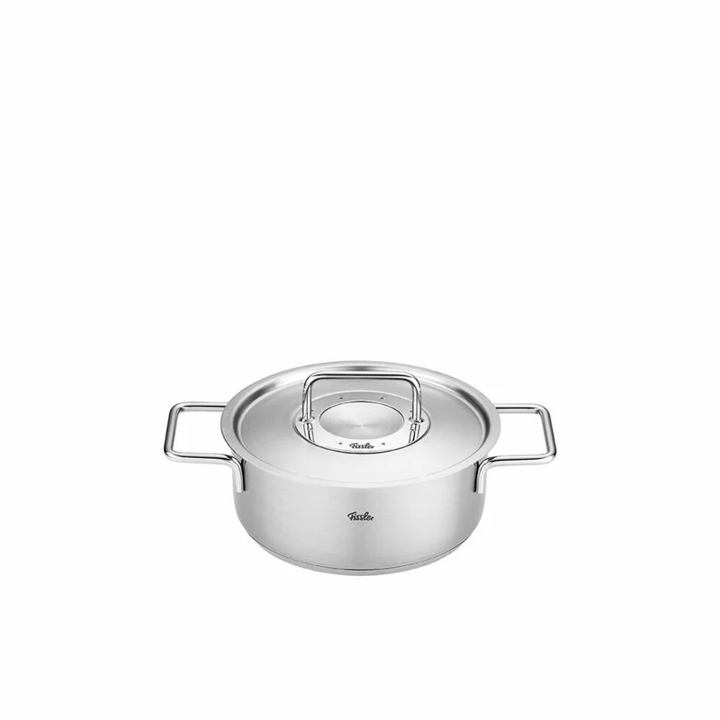 Fissler Bratentopf Pure mit Metalldeckel, Edelstahl 18/10, Silbern, 24 cm, 086-124-24-000
