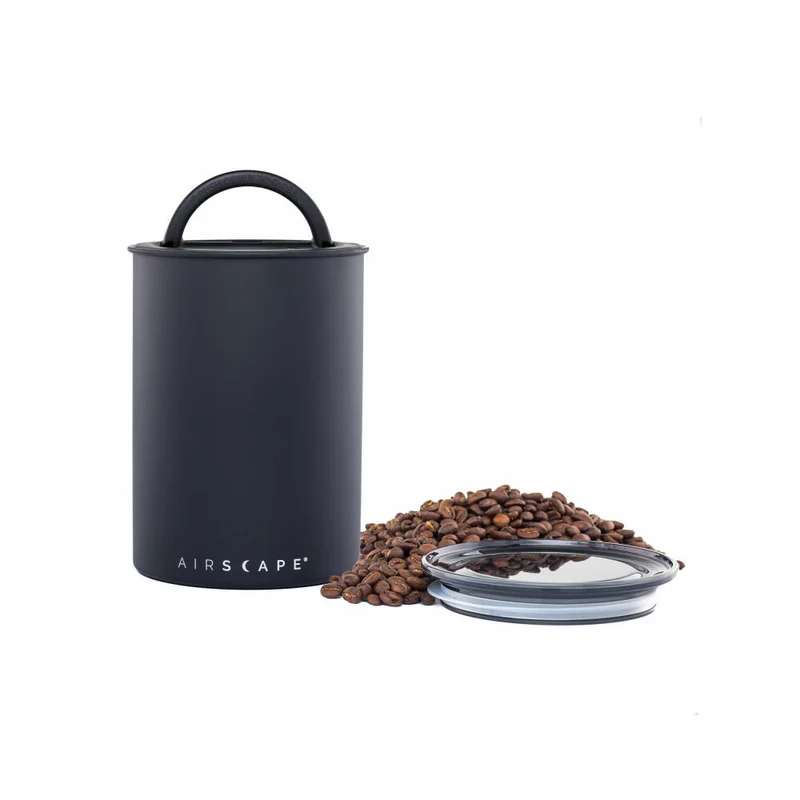 Airscape Edelstahl-Aromabehälter Mittel, Kaffeedose, Aufbewahrungdose, Edelstahl, Schwarz Matt, AS1707