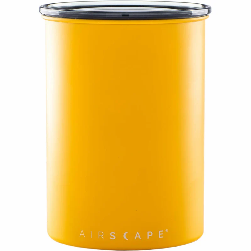 Airscape Edelstahl-Aromabehälter Mittel, Kaffeedose, Aufbewahrungdose, Edelstahl, Gelb Matt, AS2507