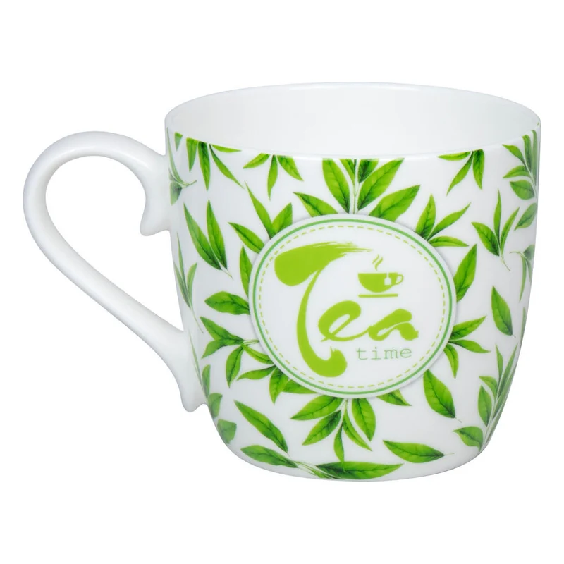 Könitz Becher Tea Time - leaves, Tasse, Kaffeetasse, Bone China, Grün, 425 ml, 1120572871