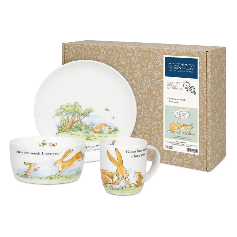Könitz Kinderset 3-tlg. Guess how much i, Teller, Tasse, Schale, New Bone, Hellgrün, 1150002896