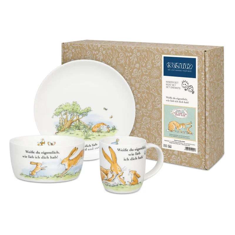 Könitz Kinderset 3-tlg. Weißt du eigentlich, Teller, Tasse, Schale, New Bone, Bunt, 1150002897